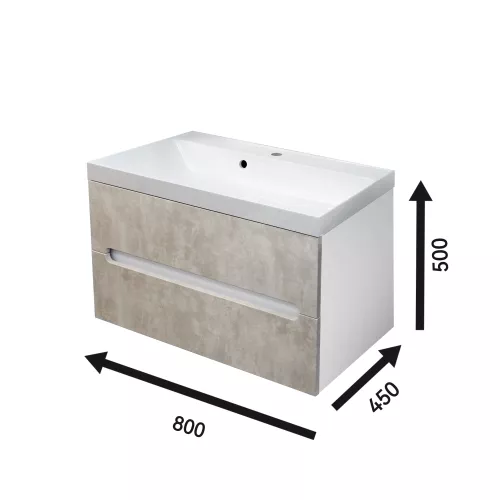 Тумба  подвесная ACWEN TORNO 80  айс фраппе, с раковиной Слим 80, Выбрать цвет: айс фраппе, Выбрать размер: 80, Внешний вид: с белой раковиной, изображение 8