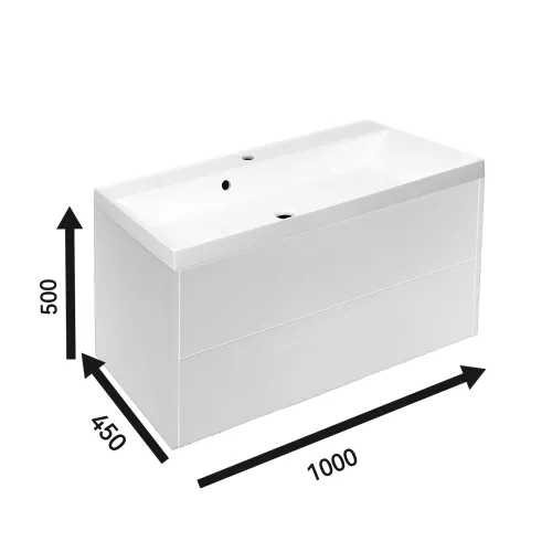 Тумба подвесная ACWEN МОДЕРН 100 белый матовый с раковиной Слим 100, Выбрать цвет: Белый, Выбрать размер: 100, изображение 7