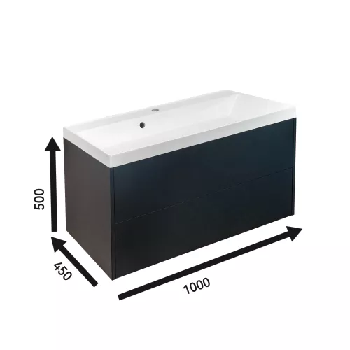 Тумба подвесная ACWEN МОДЕРН 100 черный матовый, с раковиной Слим 100, Выбрать цвет: Чёрный, Выбрать размер: 100, изображение 8