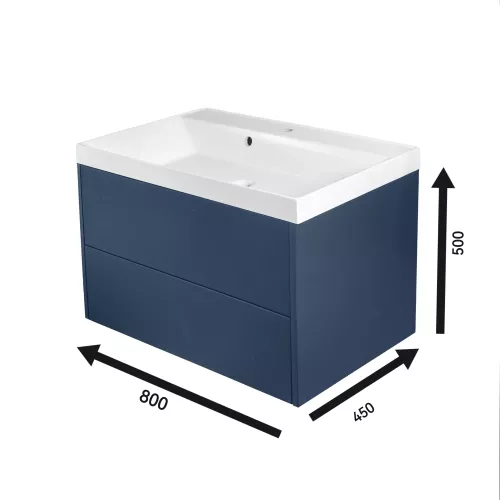 Тумба подвесная ACWEN МОДЕРН 80 темно-синий матовый с раковиной Слим 80, Выбрать цвет: тёмно-синий матовый, Выбрать размер: 80, изображение 8