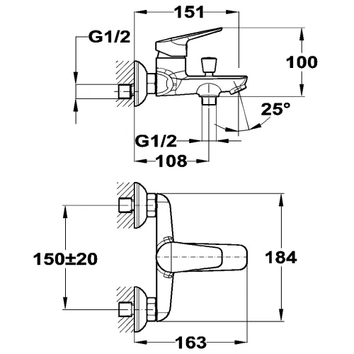 Смеситель для ванны Mofem BRIDGE 151-1851-00 без душевого набора, изображение 2