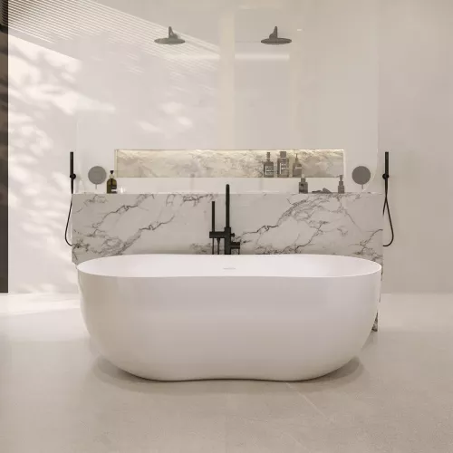 Ванна из искусственного камня ABBER Stein AS9604 белая матовая 170*80, изображение 7