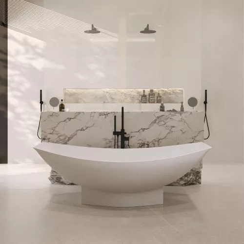 Ванна из искусственного камня ABBER Stein AS9610 белая матовая 180*80, изображение 7