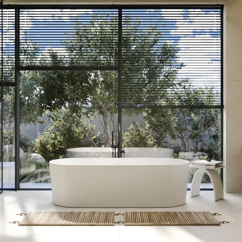 Ванна из искусственного камня ABBER Stein AS9614 белая матовая 180*75, изображение 7