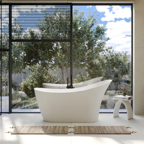 Ванна из искусственного камня ABBER Stein AS9618 белая матовая 170*75, изображение 7