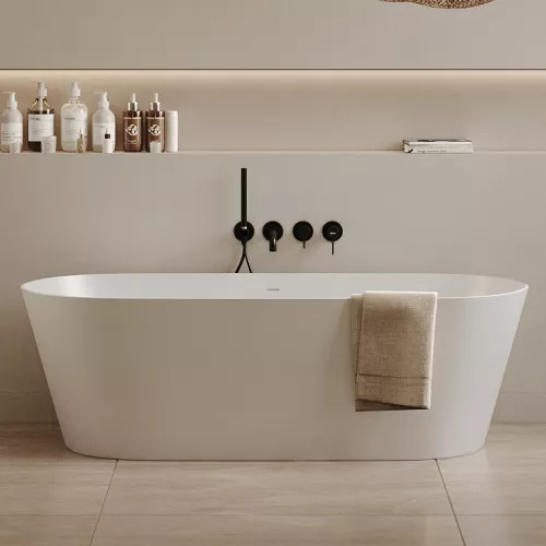 Ванна из искусственного камня ABBER Stein AS9622 белая матовая 165*70, изображение 7