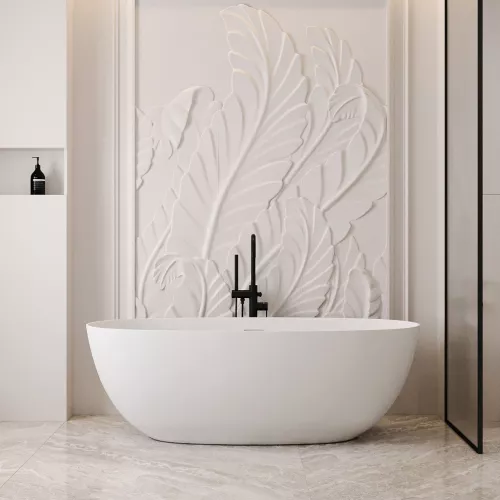 Ванна из искусственного камня ABBER Stein AS9624 белая матовая, Выбрать размер: 150x72, изображение 7