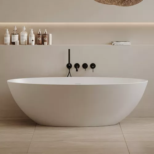 Ванна из искусственного камня ABBER Stein AS9625  белая матовая, Выбрать размер: 160x75, изображение 7