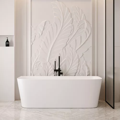 Ванна из искусственного камня ABBER Stein AS9617 белая матовая 170*75, изображение 5