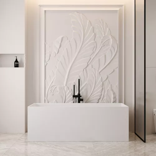 Ванна из искусственного камня ABBER Stein AS9640-1.5 белая матовая, Выбрать размер: 150*70, изображение 7