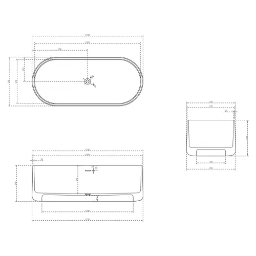 Ванна из искусственного камня ABBER Stein AS9607 белая матовая 170*75, изображение 7