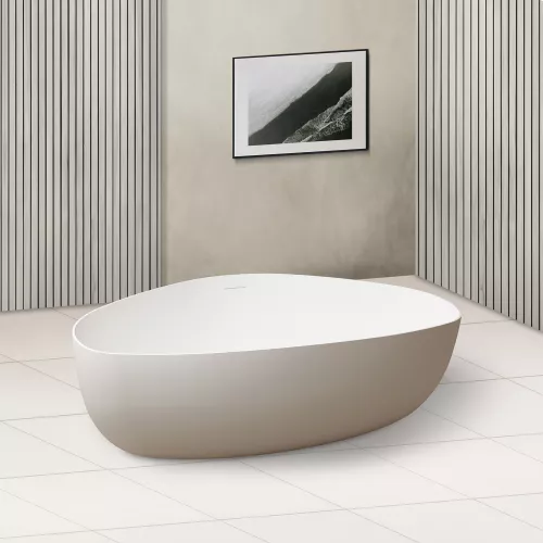 Ванна из искусственного камня ABBER Stein AS9608 белая матовая 180*130, изображение 2