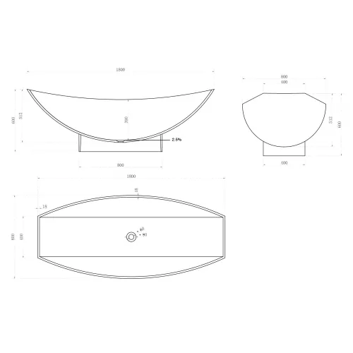Ванна из искусственного камня ABBER Stein AS9610 белая матовая 180*80, изображение 7