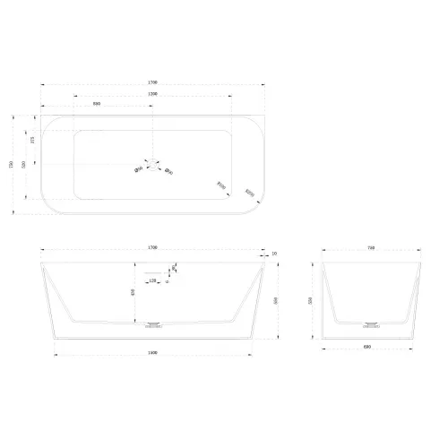 Ванна из искусственного камня ABBER Stein AS9617 белая матовая 170*75, изображение 4