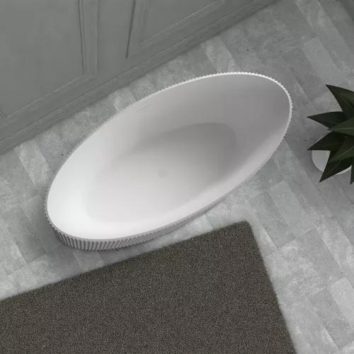 Ванна из искусственного камня ABBER Stein AS9627 белая матовая 180*85, изображение 3