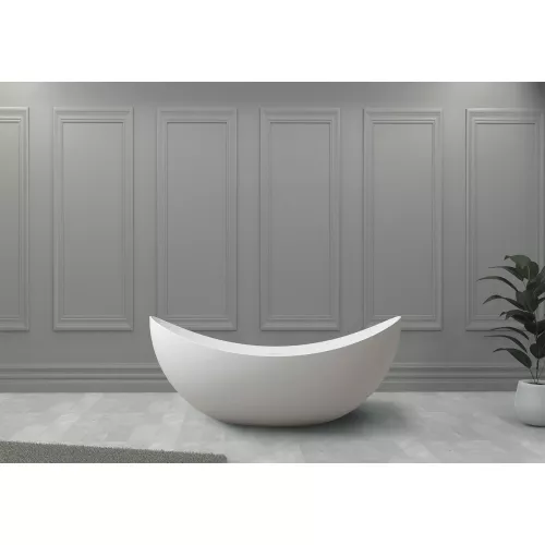 Ванна из искусственного камня ABBER Stein AS9633 белая матовая 180*80, изображение 2