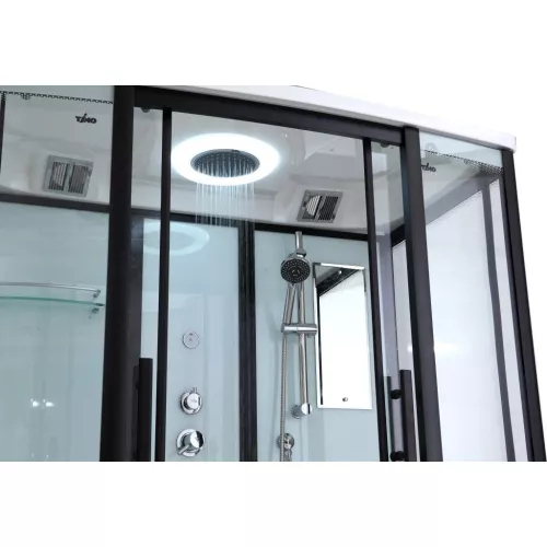 Душевая кабина прямоугольная Timo STANDART  T-6650/6670B высокий поддон, Цвет стекла: прозрачное, Выбрать цвет: Черный, Выбрать размер: 150x88, Комплектация: без гидромассажа, изображение 2