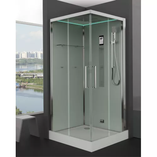 Душевая кабина квадратная Timo Premium NURA H-516 ,100х100, Г/М, баня, электрика, хромотерапия, изображение 2