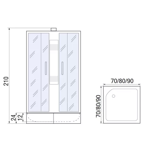 Душевая кабина МОНОМАХ Б/К S МЗ 70х70  без крыши квадратная, изображение 4