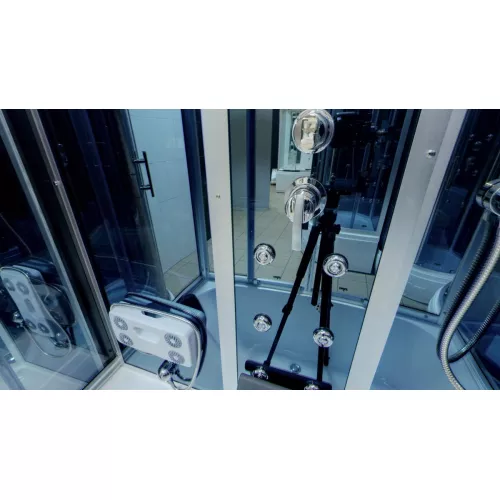 Душевая кабина прямоугольная Timo STANDART T-1140/1150/1170 высокий поддон, Цвет стекла: тонированное, Выбрать цвет: Хром, Выбрать размер: 140x88, Комплектация: гидромассаж, изображение 4