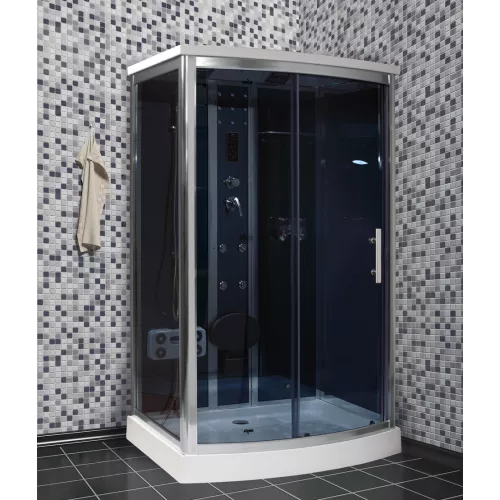 Душевая кабина прямоугольная Timo Standart  T-1115, Цвет стекла: тонированное, Цвет профиля: Хром, Тип поддона: Низкий, Выбрать размер: 120x90, Комплектация: с гидромассажем, изображение 2