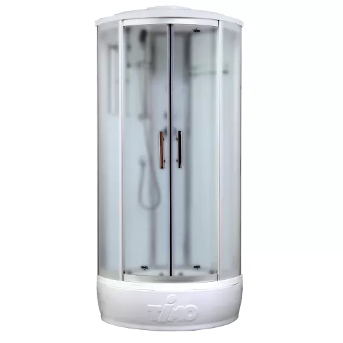 Душевая кабина четверть круга Timo Standart  T-6600/6680/6690 SF высокий поддон, Цвет стекла: матовое, Выбрать цвет: Хром, Выбрать размер: 80x80 , Комплектация: без гидромассажа, изображение 2