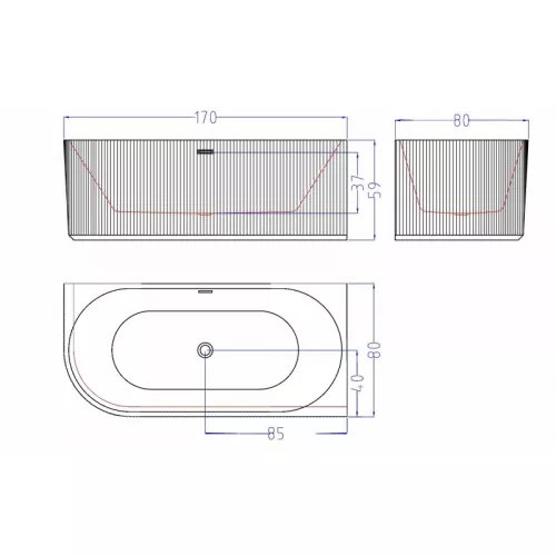 Ванна акриловая Esbano Bagamа  правая 170x80x59, Выбрать цвет: Белый, Ориентация: правая, изображение 3