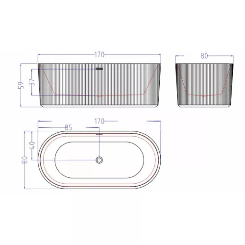 Ванна акриловая Esbano Tortuga  170х80х59, Выбрать цвет: Черный, изображение 3