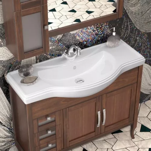 Мебель для ванной: Тумбы с раковиной OPADIRIS Мираж-100 светлый орех 1 в магазине Акватория