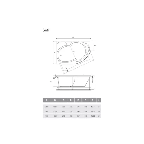 Ванна  акриловая  Relisan Sofi   L/R, Выбрать размер: 170х90, Ориентация: левая, изображение 6
