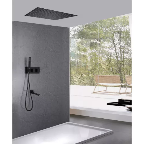 Душевая система ABBER Daheim AF8254B скрытого монтажа с изливом, термостат, черная матовая, Выбрать цвет: Чёрный, изображение 2