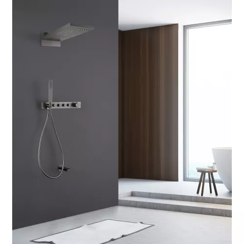 Душевая система ABBER Rund AF8753NG скрытого монтажа с изливом, термостат, никель, Выбрать цвет: Никель, изображение 2