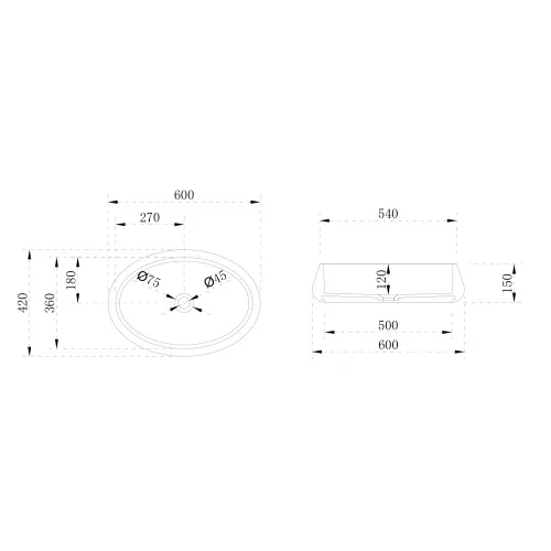 Раковина накладная ABBER Stein AS2605 белая матовая, изображение 5
