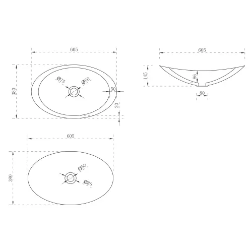 Раковина накладная ABBER Stein AS2606 белая матовая, изображение 3