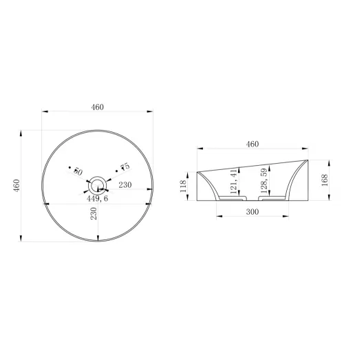 Раковина накладная ABBER Stein AS2607 белая матовая, изображение 3