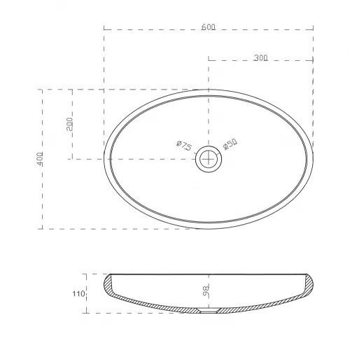 Раковина накладная ABBER Stein AS2614 белая матовая, изображение 3