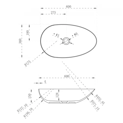 Раковина накладная ABBER Stein AS2615 белая матовая, изображение 3