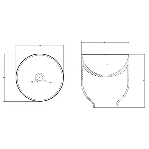 Раковина накладная ABBER Stein AS2618 белая матовая, изображение 5
