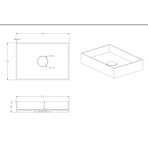 Раковина накладная ABBER Stein AS2621 белая матовая, изображение 4