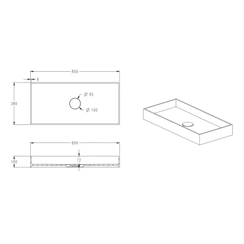 Раковина накладная ABBER Stein AS2622 белая матовая, изображение 3