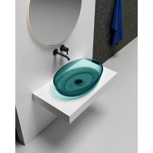 Раковина накладная прозрачная ABBER Kristall AT2801Aquamarin бирюзовая, Выбрать цвет: Бирюзовый, изображение 2