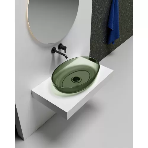 Раковина накладная прозрачная ABBER Kristall AT2801Vesuvian оливковая, Выбрать цвет: оливковый, изображение 2