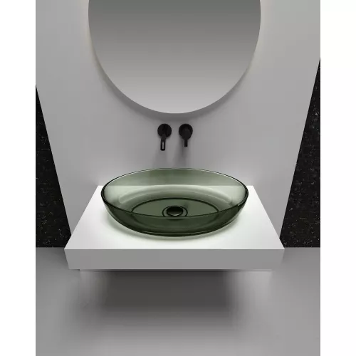 Раковина накладная прозрачная ABBER Kristall AT2801Vesuvian оливковая, Выбрать цвет: оливковый, изображение 3