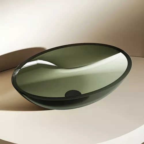 Раковина накладная прозрачная ABBER Kristall AT2802Vesuvian оливковая, Выбрать цвет: оливковый