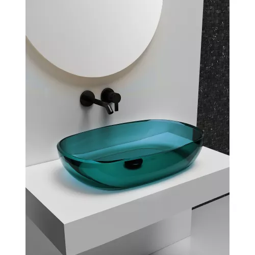 Раковина накладная прозрачная ABBER Kristall AT2805Aquamarin бирюзовая, Выбрать цвет: Бирюзовый, изображение 2