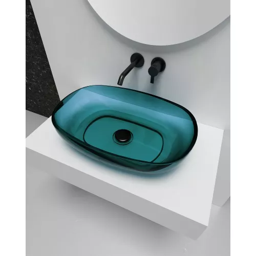 Раковина накладная прозрачная ABBER Kristall AT2805Aquamarin бирюзовая, Выбрать цвет: Бирюзовый, изображение 3