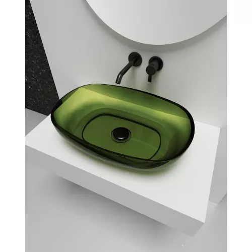 Раковина накладная прозрачная ABBER Kristall AT2805Emerald зеленая, Выбрать цвет: Зеленый, изображение 3