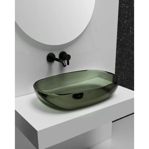 Раковина накладная прозрачная ABBER Kristall AT2805Vesuvian оливковая, Выбрать цвет: оливковый, изображение 2