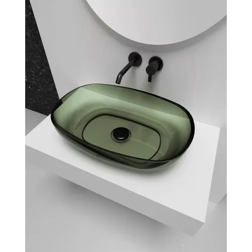 Раковина накладная прозрачная ABBER Kristall AT2805Vesuvian оливковая, Выбрать цвет: оливковый, изображение 3