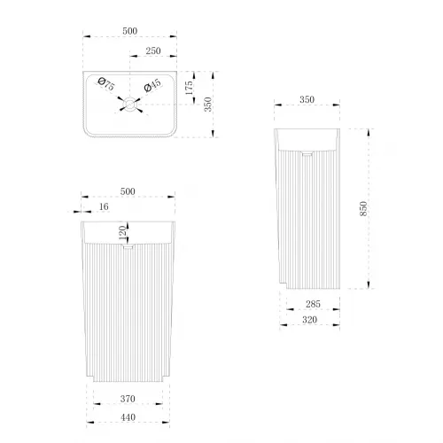 Раковина отдельностоящая ABBER Stein AS2505-H белая матовая, изображение 4